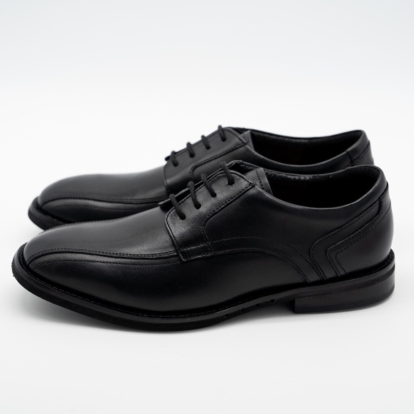 size 8.5 Wide Clarks Men\'s Un Hugh Way Oxfords Black Leather 69530 main image 6